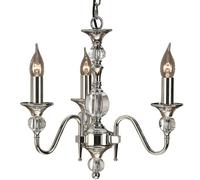 Diana Ceiling Pendant Chandelier Bright Nickel & K9 Crystal Curved 3 Lamp Light