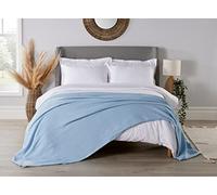 Diana Cowpe 100% Cotton Cellular Blanket/Bed Throw | Large Adult Blanket for Bed/Blanket for Sofa or Armchair | Pastel Colour Blankets Traditional BLUE Blanket King Size 260 x 230cm