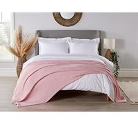 Diana Cowpe 100% Cotton Cellular Blanket/Bed Throw | Large Adult Blanket for Bed/Blanket for Sofa or Armchair | Pastel Colour Blankets Traditional PINK Blanket Double Bed Size 230 x 230cm