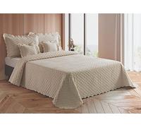 Diana Cowpe Bella Bed Throw | Beautiful French Style Textured Blanket | Chevron Design (Cream, Double)
