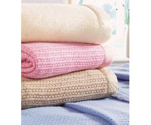 Diana Cowpe Cellular Wool Blankets Beige Kingsize