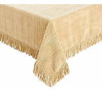 Diana Cowpe CHENILLE FRINGED TABLECLOTHS | 100% Pure Cotton | Traditional Design | Opulent & Heavy | Many Colours & Sizes (137cm (54") Round, Barley)