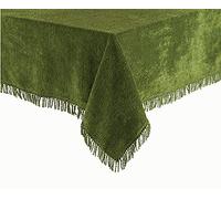 Diana Cowpe CHENILLE FRINGED TABLECLOTHS | 100% Pure Cotton | Traditional Design | Opulent & Heavy | Many Colours & Sizes (137cm (54") Round, Green)