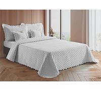 Diana Cowpe D&P Co BEDSPREAD Matelassé Bedspreads & Coverlets CHEVRON TEXTURED FRENCH STYLE Summer Blankets Throws for Beds (White, Super King (280cmx260cm))