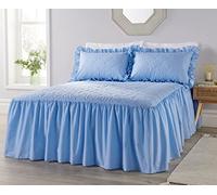 Diana Cowpe Double Blue Plain Dyed Bedspread with 2 matching pillowshams