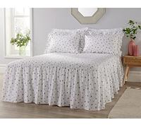 Diana Cowpe Double Traditional Rosebud Floral Flower Fitted Bedspread With 2 Matching Pillow Shams 135cm x 200cm With 56cm Drop