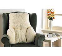 Diana Cowpe Fleece Back Support Cushion (Cream) Posture Cushion/Fleece Back Pillow - Lumbar/Armchair Support - T-Shaped Cushion for Reading, TV - MADE IN UK