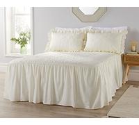 Diana Cowpe Kingsize Cream Plain Dyed Bedspread with 2 matching pillowshams