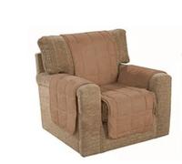 Diana Cowpe Latte Armchair Quilted Faux Suede With Arm Covers