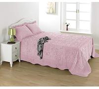Diana Cowpe Single Pink Cosmos Fleece Quilted Bedspread Set Throw Blanket 180cm x 260cm With 1 Pillow Sham 74cm x 48cm (see swatch photo for true colour likeness)