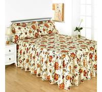 Diana Cowpe SMALL 4FT DOUBLE BED Traditional Jacobean Floral Print Fitted Bedspread With 2 Matching Pillow Shams 120cm x 200cm With 56cm Drop