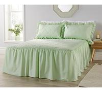 Diana Cowpe SMALL DOUBLE (4FT) Bedspread 3 Piece Set inc Pillow Shams - MINT GREEN - Soft Quilted Traditional Vintage Style Fitted Throw / *MADE IN UK* / Premium Quality Lightweight Layer Anti-Allergy
