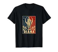 Diana Roman Goddess Moon Huntress Forest Deer Value Graphic T-Shirt, Men, Black, S