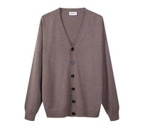 Diana Studio, Basic Men's Cardigan 100% Extra Fine Merino Wool Long Sleeves, Beige, M