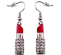 DianaL Boutique Designer Look Crystal Red Lipstick 3D Earrings Gift Boxed Fashion Jewelry