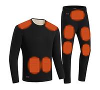 DianD Men's Heated Body Warmer Clothings Thermal Underwear Set USB Electric Rechargeable Heated Body Suit Winter Warm Fleece Lined Matching Suit (Black, L)