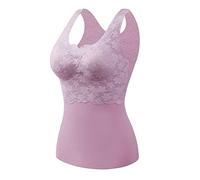 DianD Sleeveless Thermal Vests for Women UK Clearance,Ladies V Neck Thermal Underwear Top with Lace Base Layers Heat Holder Autumn Winter Camisoles & Vests Ladies Size 12-24