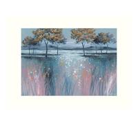 Diane Demirci Evening Delight Framed Canvas Print Blue/green/pink (80Cm X 60Cm)