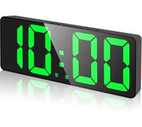 Diane Digital Alarm Clock Mains Powered Electric Battery Alarm Clocks Bedside for bedrooms Office, LED Kids Alarm Clock with Time Date Temperature Snooze Brightness Adjustable, Green Display