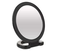 Diane Hand Mirror with Stand with 1X and 3X Magnification, Double-Sided Hand Held Mirror with Handle for Salon, Barber, Vanity, Grooming, Shaving, and Travel, Medium, 6" x 10", Black