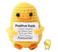 Diane Positive Duck,Emotional Support Gift,Emotional Support Plush, Cute Duck Plush,Mini Knitted Doll with Card,Positive Crochet, Birthday Gifts Friends Party Decoration Good Luck