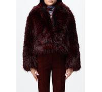 DIANE VON FURSTENBERG Cropped Double-Breasted Faux Fur Jacket - Size: S - female