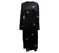 Diane Von Furstenberg Preloved Bird-Print Midi Dress In Black Silk Black