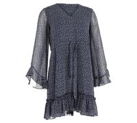 Diane Von Furstenberg Preloved Floral Ruffled Mini Dress In Navy Blue Polyester Navy