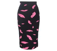 Diane Von Furstenberg Preloved Lips Printed Midi Fitted Skirt In Multicolor Polyester Multi