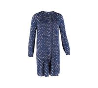 Diane Von Furstenberg Preloved Printed Pleated Long-Sleeve Dress In Navy Blue Silk Navy