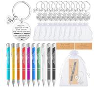 Dianelhall 10 Sets Graduation Gifts for Teacher School Leaver End of The Team Appreciation Gifts for Employee Coworkers Thank You Inspirational Ballpoint Pens Keychains for Staff Christmas