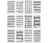 Dianelhall 12 PCS Journal Letter Stencils for Crafts Reusable Engraving Stencils 4 x 7 Inch Calligraphy Letters Alphabet Number Plastic Planner Templates for DIY Craft Project