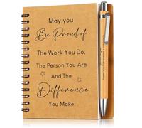 Dianelhall 2 Pcs Thank You Gift for Colleagues Women Teacher Leaving Gifts Employee Appreciation Inspirational Notebook Ballpoint Pen Kraft Lined Notepad Award for Coworker Volunteer(Difference)