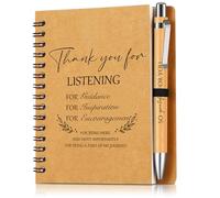 Dianelhall 2 Pcs Thank You Gift for Colleagues Women Teacher Leaving Gifts Employee Appreciation Inspirational Notebook Ballpoint Pen Kraft Lined Notepad Award for Coworker Volunteer(Listening)