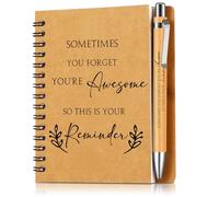 Dianelhall 2 Pcs Thank You Gift for Colleagues Women Teacher Leaving Gifts Employee Appreciation Inspirational Notebook Ballpoint Pen Kraft Lined Notepad Award for Coworker Volunteer(Reminder)