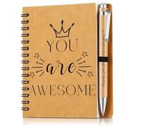 Dianelhall 2 Pcs Thank You Gift for Teacher Leaving Colleagues Women Inspirational Notebook Ballpoint Pen Kraft Lined Notepad Employee Appreciation Gifts for Coworker Volunteer Christmas