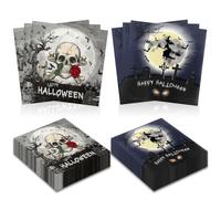 Dianelhall 40 Pcs Halloween Luncheon Napkins Halloween Ghosts Party Paper 13" x 13" Disposable Napkins for Party Supplies Table Decorations