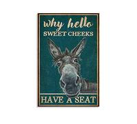 dianji Cool Posters Retro Teal Why Hello Sweet Cheeks Donkey Poster Decorative Painting Canvas Wall Art Living Room Posters Bedroom Painting 20x30inch(50x75cm)