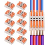 DIANN 10pcs Lever Wire Nuts Connectors 5 in 5 Out Splicing Wire Terminals Quick Connect 5 Circuit Inline Splices Electrical Wire Connector for 28-12 AWG