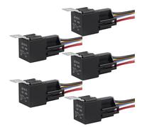 DIANN 5pcs Car Relay with Harness 12V 40A 5 Pin SPST Harness Sockets with Color-Labeled Wires for Automotive Truck Van Motorcycle Boat