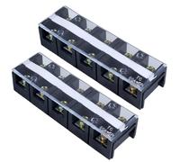 DIANQ 2 Pack Dual Rows 5 Positions 660V 60A with Cover Wire Block Screw Terminal Strip（TC605 2Pcs）