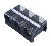 DIANQI 1 Pack Terminal Block, 200A 3 Positions Dual Row Screw Terminal Strip Block with Cover（TC2003 1Pc）