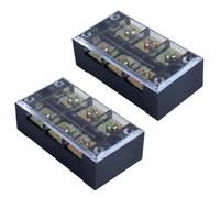 DIANQI Double Row Screw Terminal Strip 2pcs 660V 45A 3 Positions with Cover(TB4503 2Pcs)