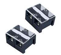 DIANQI Terminal Block Terminal Strip Dual Row Screw Blocks 100A 2 Positions with Cover（TC1002 2Pcs）
