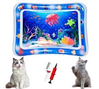 DianSCJ Glow Pad for Cats, Petlori Glowpad, Ocean Breeze Splashland for Cats, Thickened Leakproof Anti-Scratch Cat Lighted Water Mat, Multi-Color Lighted Cat Water Mat with Fish (Red Jellyfish)