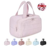 DianSCJ Toiletry Bag, Lightweight Large Capacity Wide-Open Travel Cosmetic Bag, 4-in-1 Multifunctional Waterproof Makeup Bags for Women, with Handle for Accessories, Toiletries, 1PC Pink, Portable