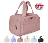 DianSCJ Toiletry Bag, Lightweight Large Capacity Wide-Open Travel Cosmetic Bag, 4-in-1 Multifunctional Waterproof Makeup Bags for Women, with Handle for Accessories, Toiletries, 1PC Raspberry pink