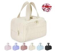 DianSCJ Toiletry Bag, Lightweight Large Capacity Wide-Open Travel Cosmetic Bag, 4-in-1 Multifunctional Waterproof Makeup Bags for Women, with Handle for Accessories, Toiletries, 1PC Off-white