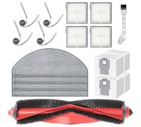 DianSung 15PCS Accessories for Roborock Q10 S5 / Q10 S5+ Vacuum Cleaner Replacement Part, 1 Main Brush,4 Mop Pad,2 Dust Bags,4 Side Brushes,4 Filters