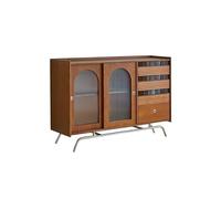 DIANXI Buffet Cabinet 120x40x100cm Retro Solid Wood Bar Side Cabinet Against The Wall Storage, Living Room Kitchen Coffee Machine Placement Furniture Cutlery Storage Cabinet(150x40x100cm)